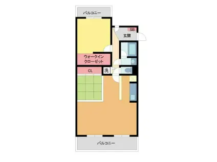 ドルミ宝塚御殿山(1LDK/1階)の間取り写真