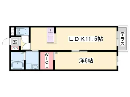 エンカーサ加古川駅北(1LDK/1階)の間取り写真