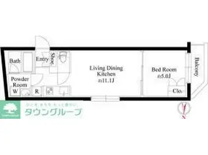 グランパセオ代々木上原II(1LDK/1階)の間取り写真