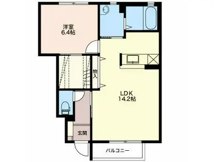 グランディスオオタ(1LDK/1階)の間取り写真