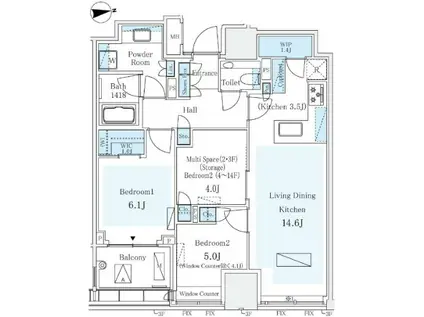 パークコート ザ・三番町ハウス(3LDK/9階)の間取り写真