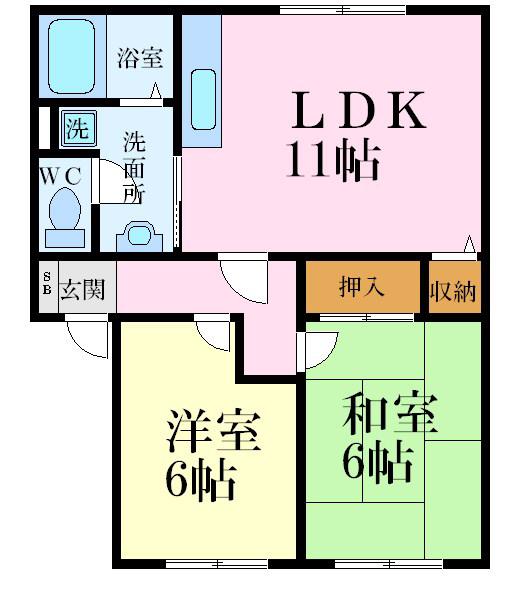 サンハイム下手野(2LDK/2階)の間取り写真