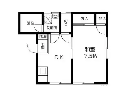 ナガオハイツ(1DK/2階)の間取り写真