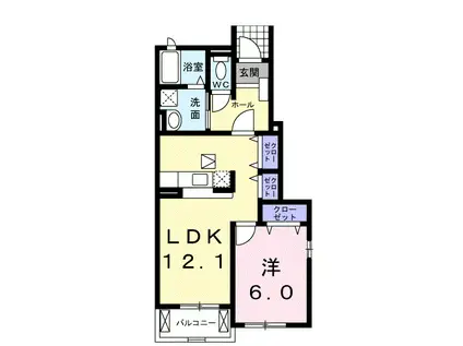 アンフィニーFUKURA III(1LDK/1階)の間取り写真
