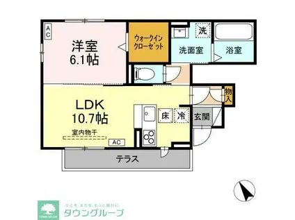クリビア(1LDK/1階)の間取り写真