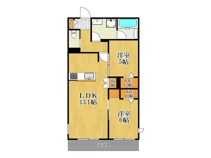  千年メゾン(2LDK/1階)の間取り写真