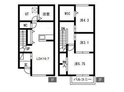 湘南新宿ライン宇須 宇都宮駅 バス乗車時間：21分 最寄りバス停で下車 徒歩6分 2階建 新築(3LDK/1階)の間取り写真