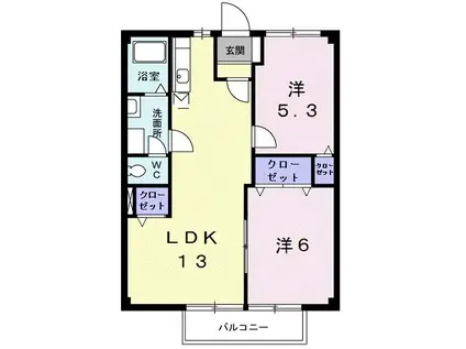 コーポラス春華(2LDK/2階)の間取り写真