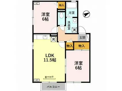 シャルマンハウス(2LDK/2階)の間取り写真