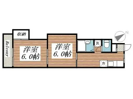 ジュネパレス相模原第03(2DK/2階)の間取り写真