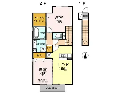 D-ROOMかぐのみ(2LDK/2階)の間取り写真