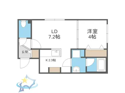 ARZU TEINE(1LDK/1階)の間取り写真