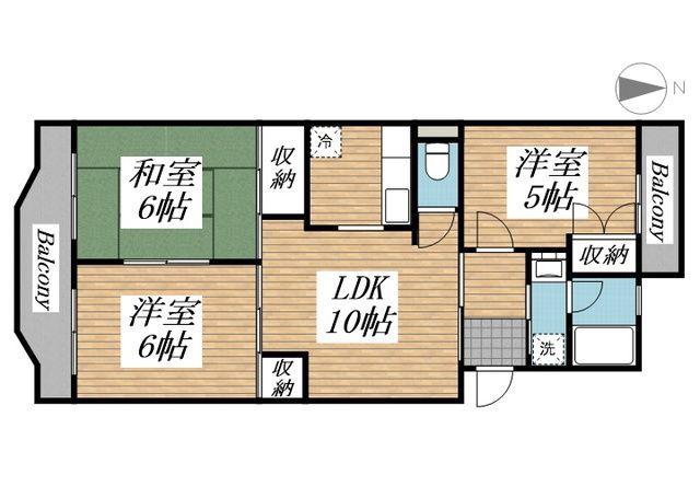 エスティア(3LDK/1階)の間取り写真