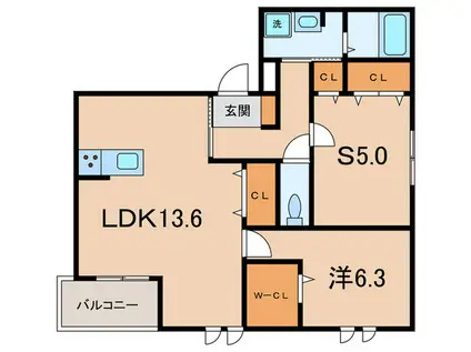 リゼ西宮仁川(1SLDK/3階)の間取り写真