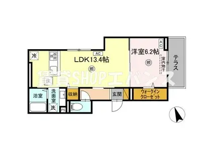 前原東NTステージ(1LDK/1階)の間取り写真