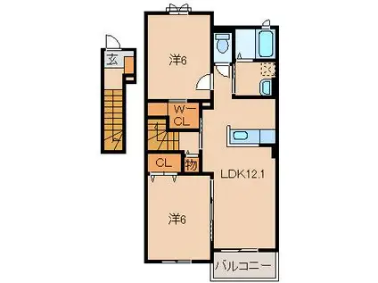 エテルノ(2LDK/2階)の間取り写真