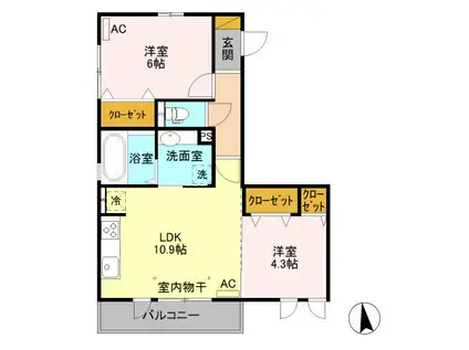 リッフェル高崎(2LDK/2階)の間取り写真