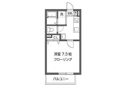 ブルーマール(1K/2階)の間取り写真