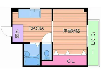 サカエマンション(1DK/3階)の間取り写真