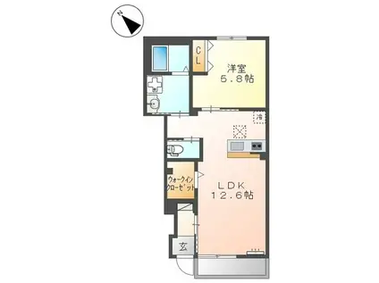 サンコートKII(1LDK/1階)の間取り写真