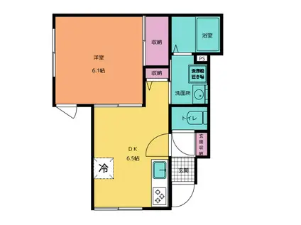入生田共同(1DK/1階)の間取り写真