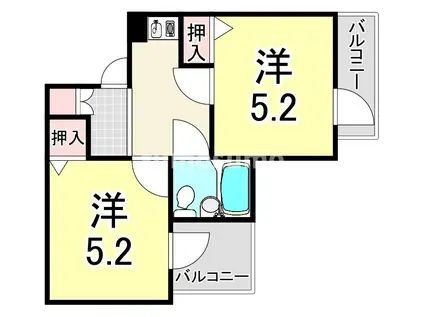 立花一番館(2K/3階)の間取り写真