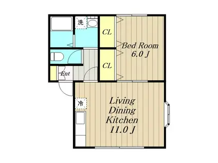 ドエルリング盛和(1LDK/2階)の間取り写真