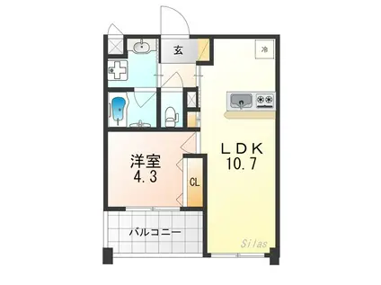 カスタリア壬生(1LDK/4階)の間取り写真