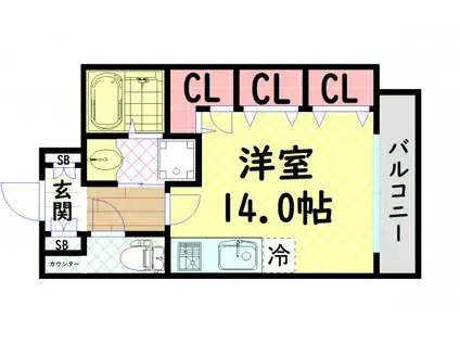 レユニール優(ワンルーム/4階)の間取り写真