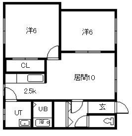 グリーンハウス(2LDK/2階)の間取り写真