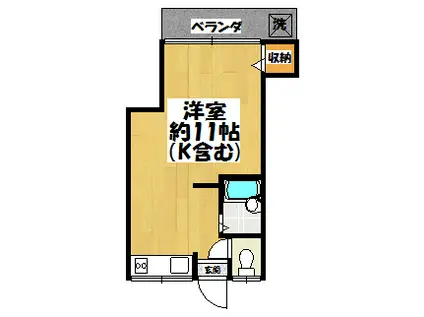 つくし荘(ワンルーム/2階)の間取り写真