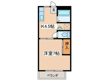 アレーテー(1K/2階)の間取り写真