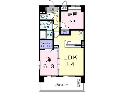 メゾン・ド・プリュネ(1SLDK/2階)の間取り写真