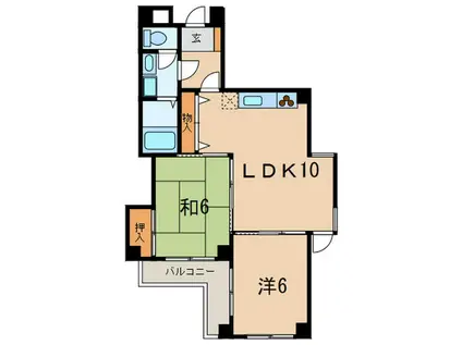 ビオトープ芦屋(2LDK/3階)の間取り写真