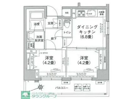 ティモーネ押上(2DK/7階)の間取り写真