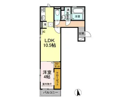 アンベル新山口II(1LDK/1階)の間取り写真