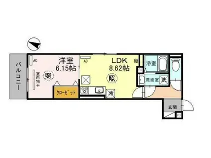 ディールーム旗塚通(1LDK/3階)の間取り写真