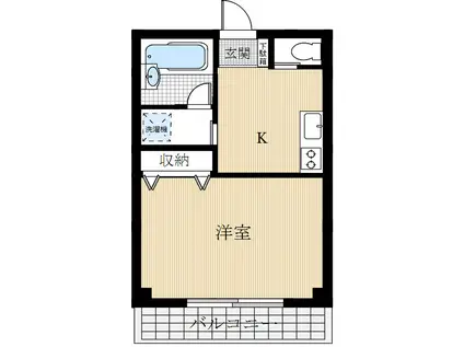 ユテライズ桜木(1DK/2階)の間取り写真