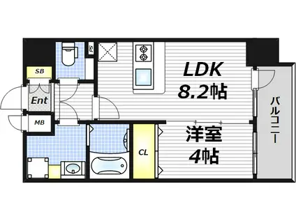 クリスタルグランツうめきた(1LDK/12階)の間取り写真