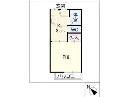 ファミール北川(1K/2階)の間取り写真