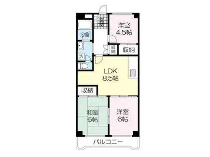 サニーハウス上杉(3LDK/4階)の間取り写真