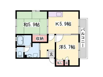 パレドール(2K/1階)の間取り写真