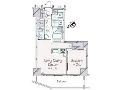 オープンレジデンシア池尻大橋(1LDK/11階)の間取り写真