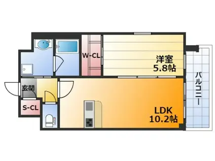 グランカーサ新大阪サウス(1LDK/9階)の間取り写真