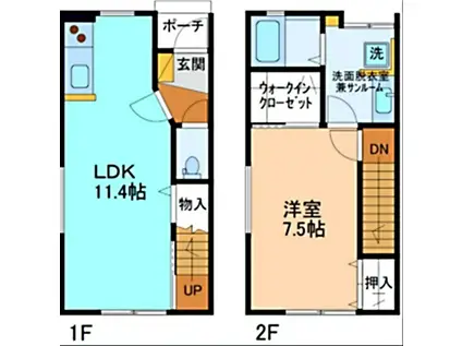 LARC D棟(1LDK/1階)の間取り写真