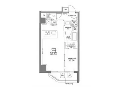 ザ・パークハビオSOHO祐天寺(1LDK/4階)の間取り写真