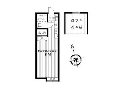 禄幸ハイム(ワンルーム/1階)の間取り写真