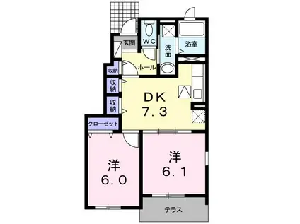 メゾン・エトワールD(2DK/1階)の間取り写真