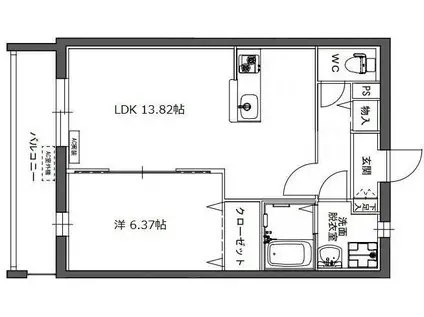 SK曳馬(1LDK/1階)の間取り写真