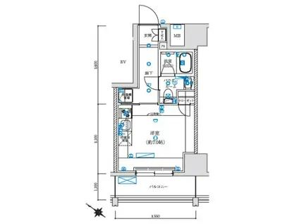 LEXE 横濱関内(ワンルーム/9階)の間取り写真